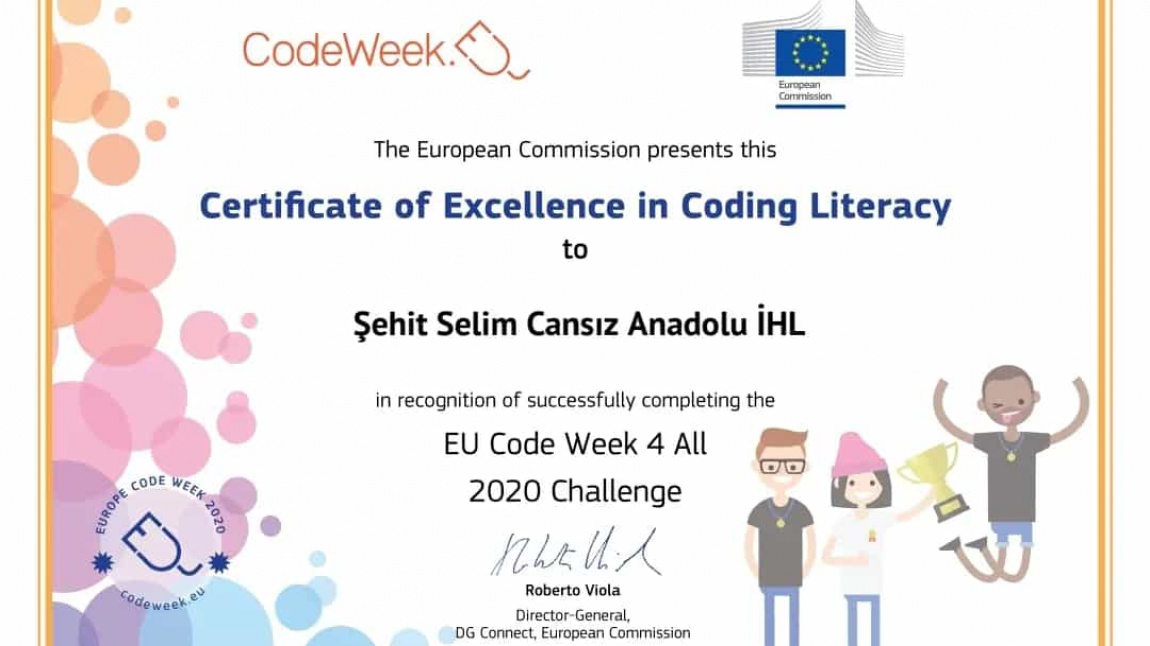 2022 Codeweek Haftası Etkinliklerimiz İle Mükemmellik Sertifikası Aldık