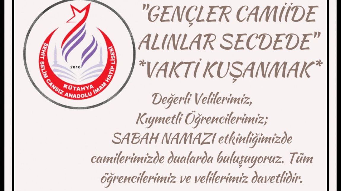 GENÇLER CAMİİDE, ALINLAR SECDEDE